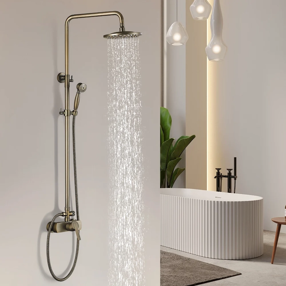 Colonne de douche mitigeur bronze antique Kerra